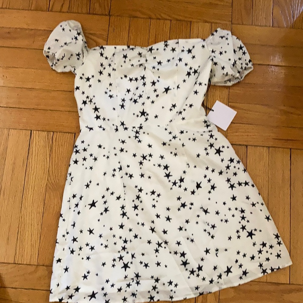 White with stars dress sz S NWT